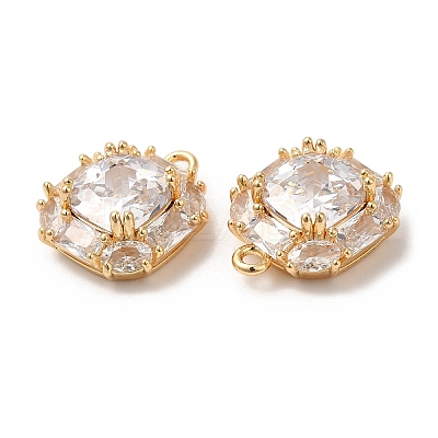 Brass with Glass Charms KK-B074-27G-1