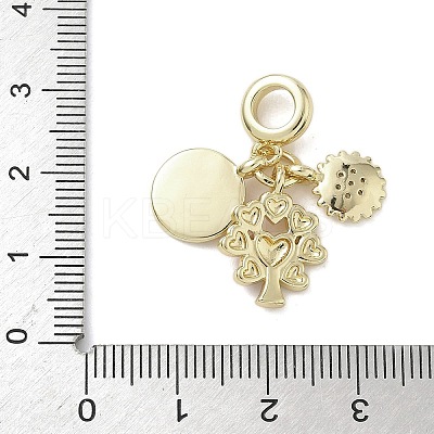 Brass Micro Pave Clear Cubic Zirconia European Dangle Charms KK-K368-25G-1