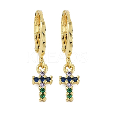 Brass Micro Pave Cubic Zirconia Hoop Earrings for Women EJEW-B067-01G-06-1
