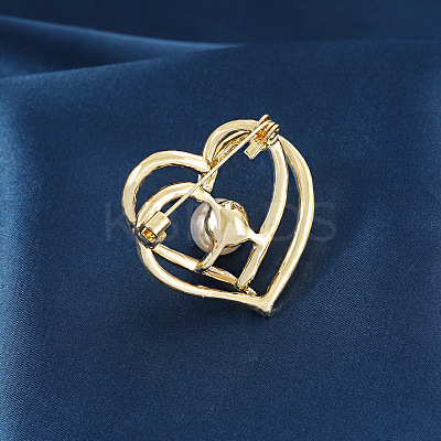 Heart Alloy Rhinestone Brooches for Women PW-WGCAEA0-01-1