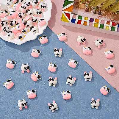 60pcs Resin cabochons cartoon cute cow patch DIY material accessories(2 styles) JX613A-1