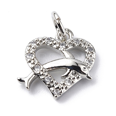 Brass Micro Pave Cubic Zirconia Charms ZIRC-F131-15P-1