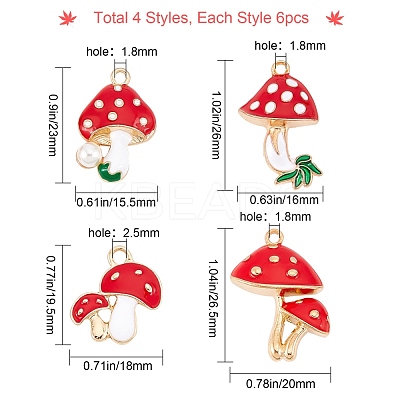 24Pcs 4 Styles Alloy Enamel Pendants ENAM-SC0002-17-1