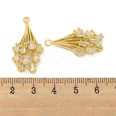 Brass Micro Pave Clear Cubic Zirconia Pendants KK-P263-10G-1