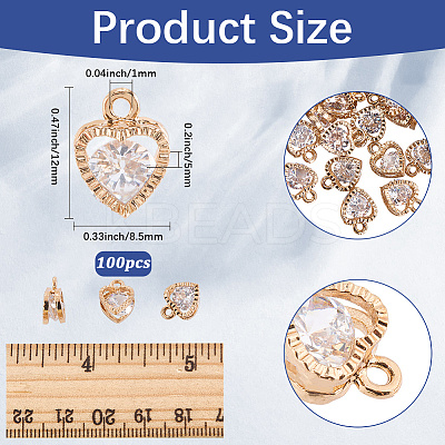 100Pcs Heart Alloy Charms ZIRC-SC0001-34-1