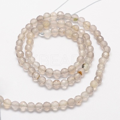 Faceted Natural Agate Round Beads Strands G-E318C-4mm-12-1