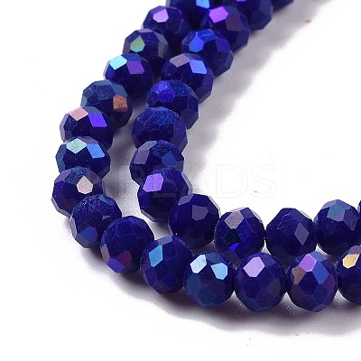 Electroplate Opaque Solid Color Glass Beads Strands EGLA-A034-P8mm-L12-1