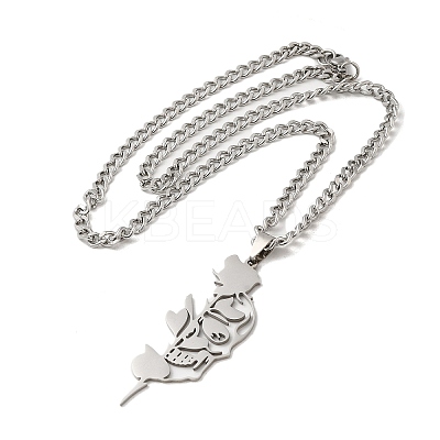 Non-Tarnish 201 Stainless Steel Hollow Pendant Necklaces NJEW-H022-02P-1