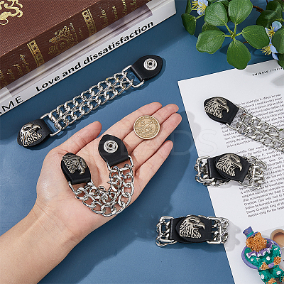 5Pcs Alloy & Imitation Leather Waistcoat Extension Chain FIND-FH0008-85A-1