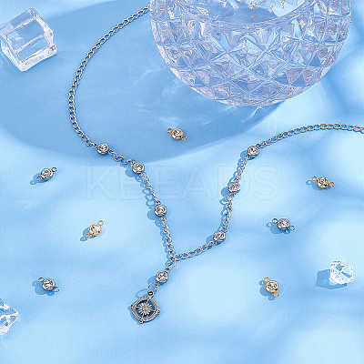 20Pcs 2 Colors 304 Stainless Steel Crystal Rhinestone Connector Charms STAS-UN0041-19-1