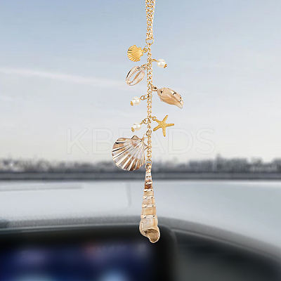 2Pcs Ocean Theme Acrylic & Alloy Pendant Decoration HJEW-SC0002-70-1