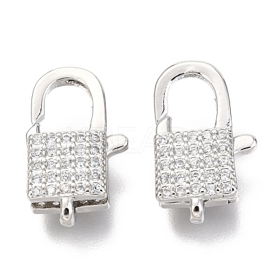 Brass Micro Pave Cubic Zirconia Lobster Claw Clasps ZIRC-O038-25P-1