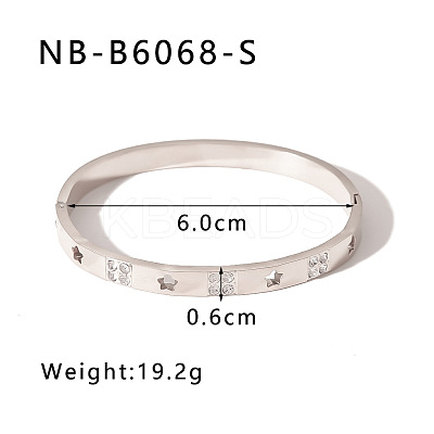 304 Stainless Steel Pave Cubic Zirconia Bangles FS-WG09E60-07-1