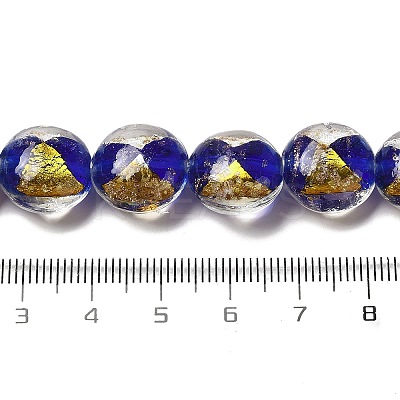 Handmade Gold Foil and Silver Foil Lampwork Flat Round Beads FOIL-C001-02I-1