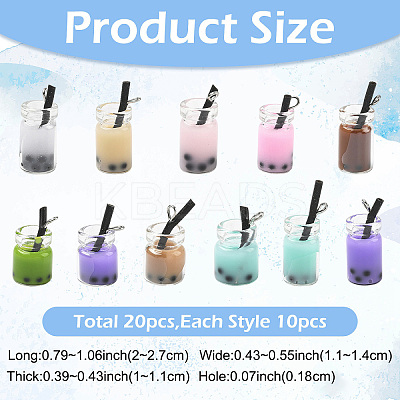 20Pcs 2 Styles Glass Bottle Pendants CRES-YW0002-63-1