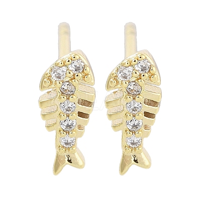 Brass Pave Clear Cubic Zirconia Stud Earring EJEW-S217-G05-1