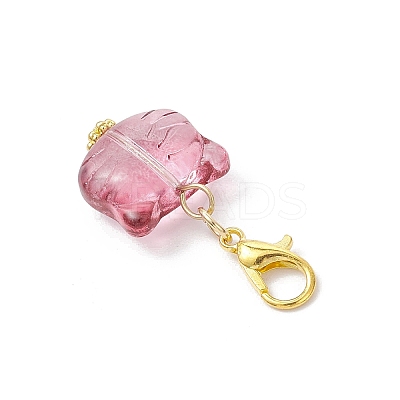 Cat Head Glass Pendants Decorations HJEW-JM03609-1