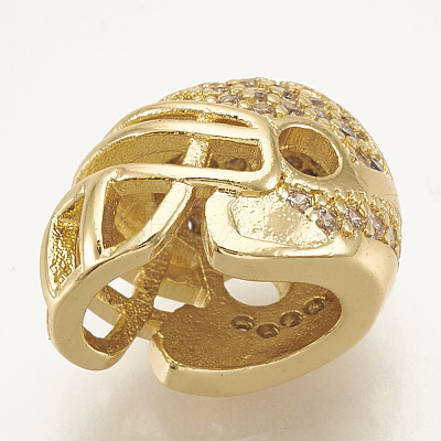 Brass Micro Pave Cubic Zirconia Football Helmet Beads ZIRC-S061-52G-1