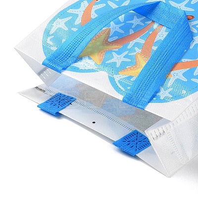 Summer Beach Theme Printed Flip Flops Non-Woven Reusable Folding Gift Bags with Handle ABAG-F009-E04-1