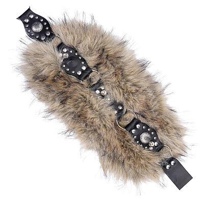 Faux Fur PU Leather Chain Belts AJEW-WH20072-55B-02-1