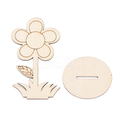 DIY Unfinished Wood Flowers Cutout WOOD-P017-04-1