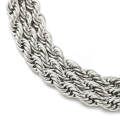 Non-Tarnish 304 Stainless Steel 3-Strand Rope Chain Bracelets for Women BJEW-G707-02P-1