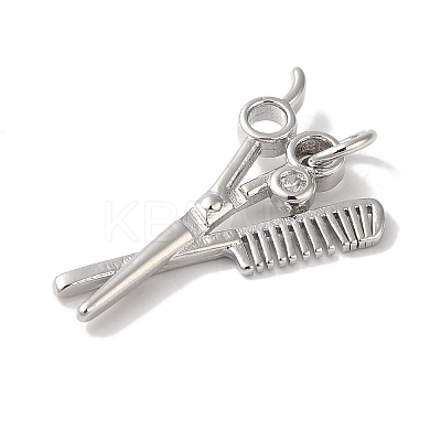 Rack Plating Brass & Cubic Zirconia Pendants KK-L216-062P-1