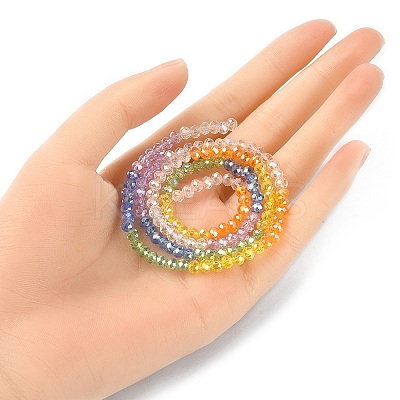 Transparent Electroplate Glass Beads Strands GLAA-YW0002-F01-1
