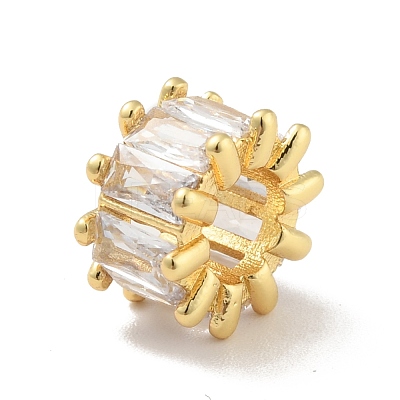 Brass Micro Pave Clear Cubic Zirconia European Beads KK-B059-17G-1