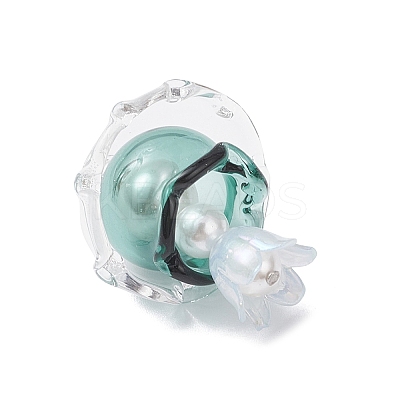 4Pcs 4 Colors Jellyfish Glass Pendants PALLOY-TA00308-1