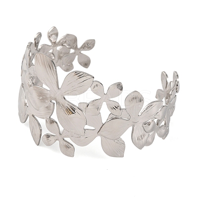 304 Stainless Steel Cuff Bangles for Women BJEW-D048-03P-1