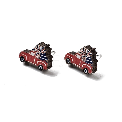 Independence Day Wood Stud Earrings EJEW-D108-01A-1