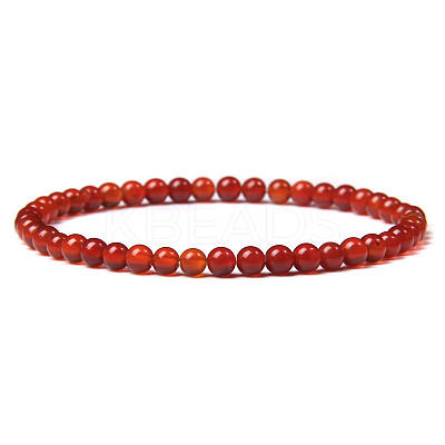 4mm Round Natural Carnelian Beads Bracelet for Men X-KG3069-11-1