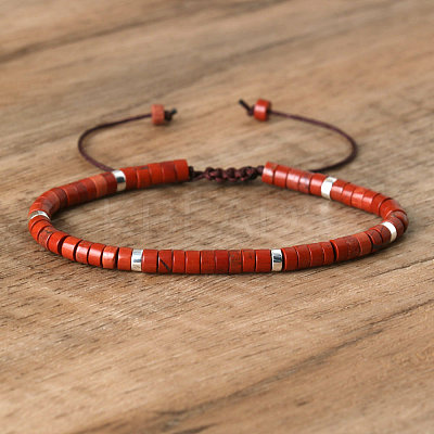 Natural Red Jasper Beaded Braided Bracelets QH4784-25-1