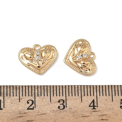 Brass Micro Pave Clear Cubic Zirconia Charms KK-A280-08G-1