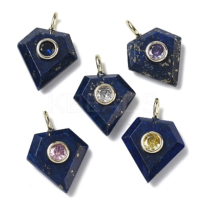 Natural Lapis Lazuli Faceted Pendants G-F819-03G-03-1