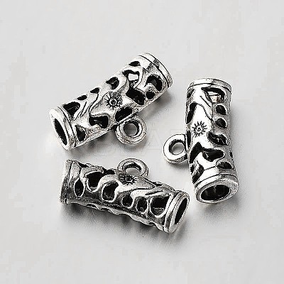 Tibetan Style Alloy Hollow Tube Bail Beads Tube Bails TIBEB-O004-46-1