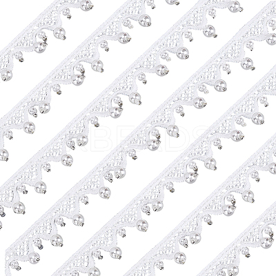 2Yards Polyester with Plastic Pearl Beaded Trim for DIY Sewing Craft OCOR-PH0036-53A-1