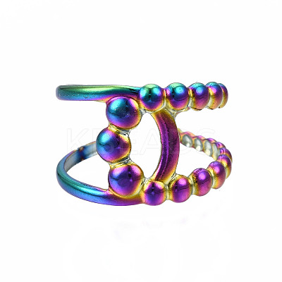 Hollow Double Line Cuff Rings RJEW-N038-016-1