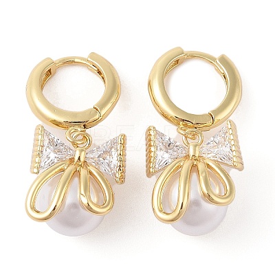 Rack Plating Brass Micro Pave Clear Cubic Zirconia Leverback Earrings for Women EJEW-G394-41G-1