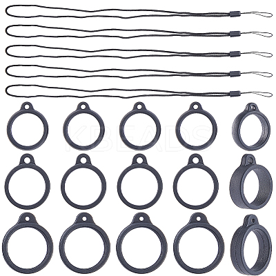 24Pcs 2 Style Silicone Rings with 12Pcs Adjustable Necklace Lanyard Anti-Lost Pendant Holder DIY-GF0008-09A-1