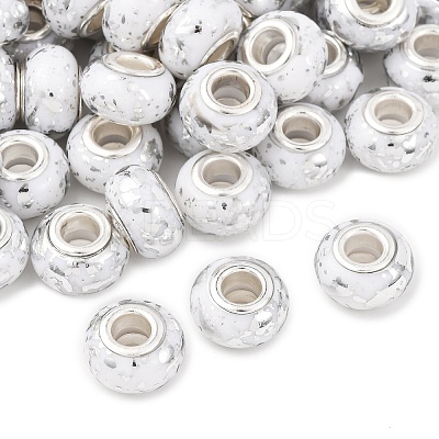 Opaque Resin Rondelle European Beads RESI-Z046-03-1