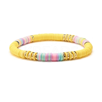 Synthetic Hematite & Polymer Clay Heishi Beads Stretch Bracelets Set BJEW-JB07381-1
