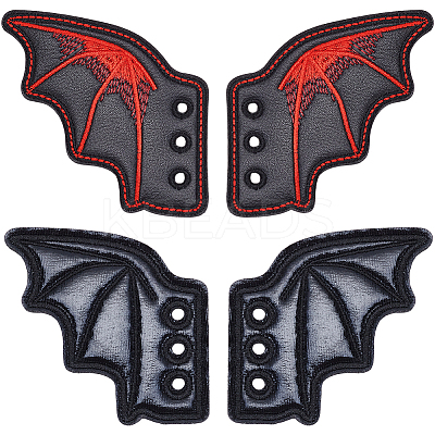 2 Pairs 2 Styles Halloween Imitation Leather Shoe Buckle for DIY Shoe Accessory AJEW-GF0011-82C-1