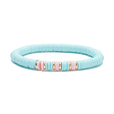 5Pcs 5 Style Polymer Clay Heishi Beaded Stretch Bracelets Set with Star and Dolphin Drop BJEW-JB07539-1
