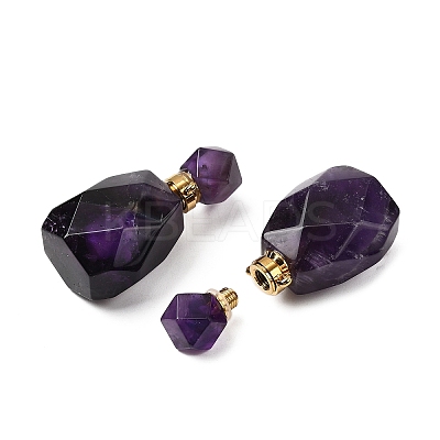 Natural Amethyst Perfume Bottle Pendants G-B149-02G-02-1