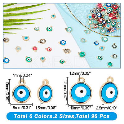 96Pcs 12 Styles Transparent Evil Eye Resin Charms RESI-PH0001-88-1