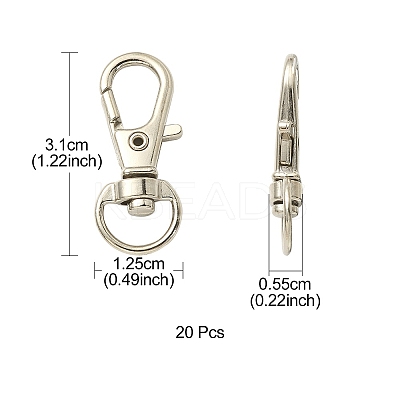 20Pcs Alloy Swivel Lobster Claw Clasps FIND-YW0001-55C-1