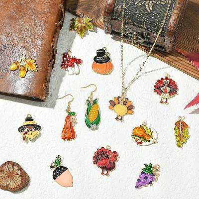 40Pcs 20 Styles Thanksgiving Day Zinc Alloy Enamel Pendants FIND-CJ0004-82-1