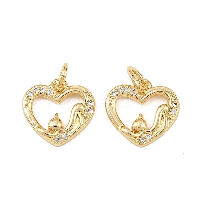 Brass Micro Pave Cubic Zirconia Pendants KK-P339-06G-1